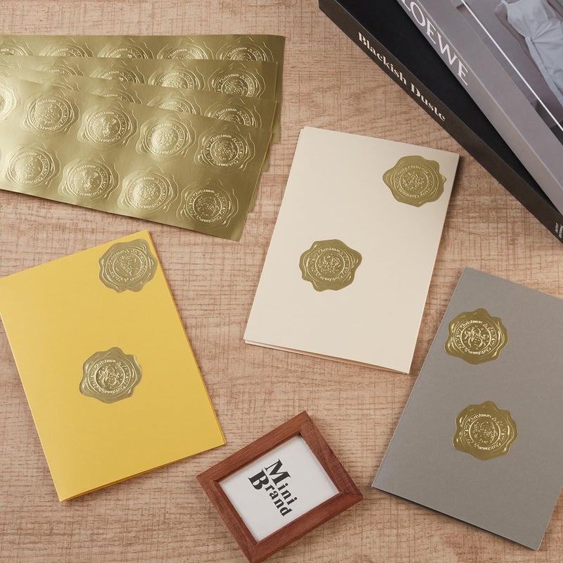 Homtable 300 Pieces Embossed Gold Foil Stickers Gold Stickers for Envelopes, Wedding Invitations, Christmas Greeting Cards Envelopes (Gold Christmas) - Image 3